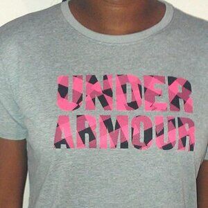 Under Armour Girls Branded Script Graphic Youth Large Gray